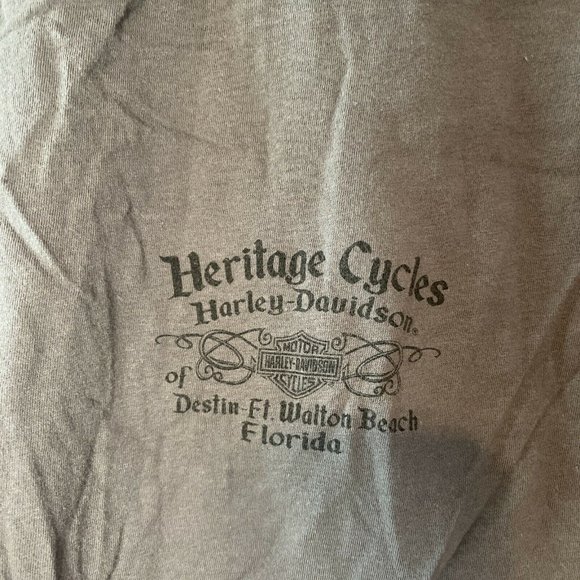 Harley Davidson Women's  Heritage Cycles V-Neck T-Shirt M With Lace Back Gray - Picture 4 of 6